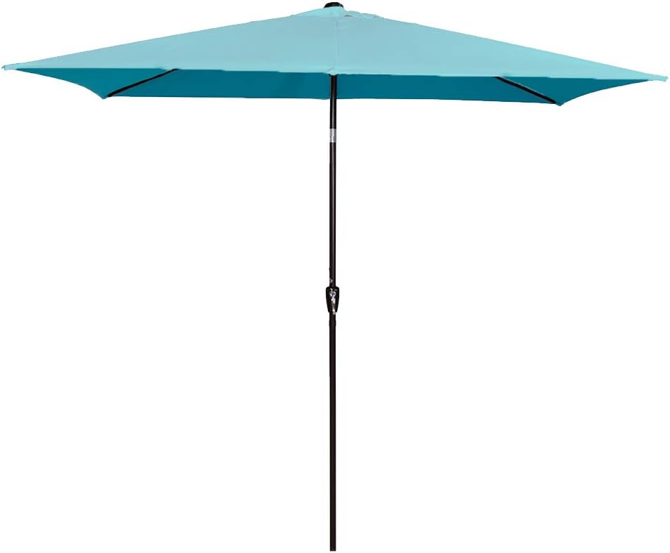 Amazon Com Sundale Outdoor Rectangular Patio Umbrella With Crank And Tilt Aluminum 10 By 6 5 Feet Blue Garden Outdoor