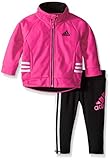 adidas Baby' Fashion Tricot Jacket and Pant Set, Shock Pink, 6 Months