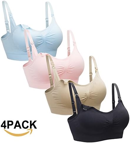 4PACK Nursing Bra Wireless bra Women's Sleeping Maternity Bra Breastfeeding Bra,4pcs/Pack,Large