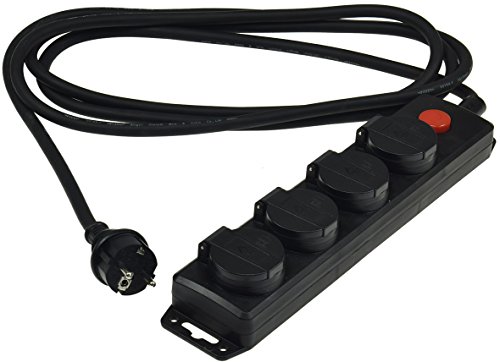 ChiliTec 4-Fach Steckdosenleiste Aussensteckdose mit Schalter I Schutzkontaktsteckdosen mit Klappdeckeln, 3 m Kabel…