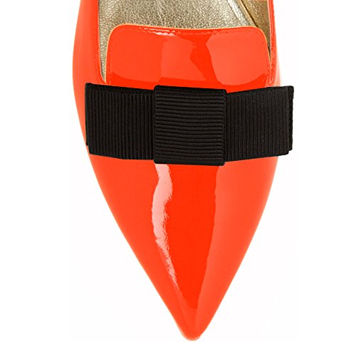 Eldof Women's Basic Closed Pointed Toe Ballet Flat Slip On Shoe Orange US9.5