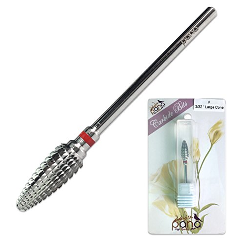 Pana 3/32" Large Cone Safety Nail Carbide Bit - Silver Color (Grit: Fine - F) for Electric Dremel Drill Machine
