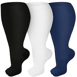 Refeel 3 Packs Plus Size Compression Socks Wide