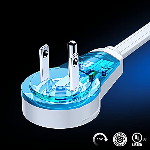 Extension Cord White Flat Plug, 360° Rotating Short Power Cords Multi Outlet, Indoor / Outdoor