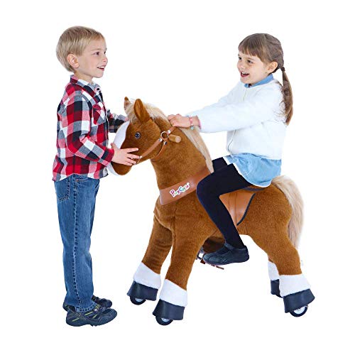 PonyCycle Plush Walking Brown Horse for Age 3-5, Brown and Black Horse Medium Size for Age 4-8 - Thumbnail 3