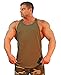 Physique Bodyware Blank Mens Y Back Stringer Tank Top. Built in America (Large, Militant Green)