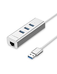 lention 3 Port USB 3.0 Hub con adaptador de red Ethernet para iMac, MacBook Air, MacBook Pro, Surface, PC, USB Flash Drives y otros dispositivos con puerto usb tipo A (Plata)