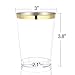 60Pack Gold Plastic Cups -9 oz Disposable Clear Plastic Cups With Gold Rim-Hard Party/Wedding Plastic Tumblers -WDF (Gold Cups)