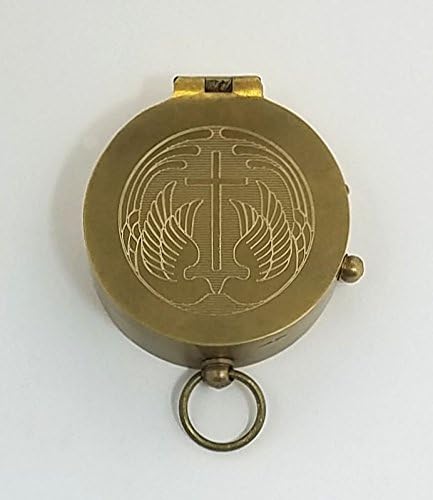 Engraved Antique Brass Pocket Compass (Cross and Two Doves, Personalized Baptism/Confirmation Gift) (Compass Only-No Personalization)