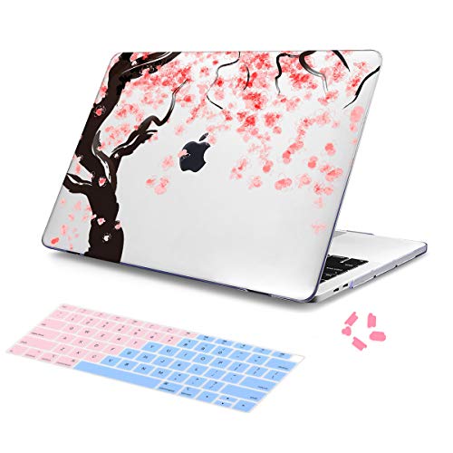 Batianda Painted Case for New MacBook Air 13 inch 2018 Release Model A1932 with Touch ID Retina Display Crystal Hard Laptop Shell with Keyboard Cover Dust Plug (Cherry Blossoms)