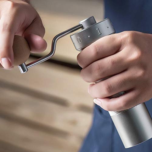 Kaffeemühle Tragbare manuelle Kaffeemühle 304stainless Stahl Grat verstellbar (Color : Light Grey) – Bild 3