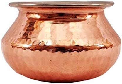 Copper Punjabi Handi - Three Sizes -Copper Hammered/Inside Stainless Steel (13cm Dia x Height8,5cm)