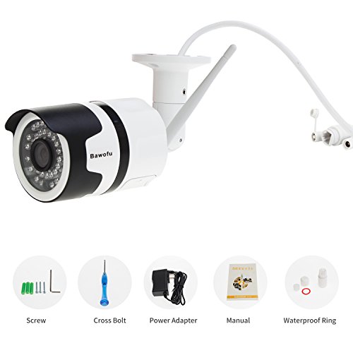 Bawofu 720P Outdoor Wireless Security Bullet Camera 1/4" CMOS,IP66 Waterproof Night/Day Surveillance Camera with Motion Detection,ONVIF and Cloud Storage Remote Viewing Via Smartphone,Tablet or PC