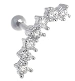 SET OF TWO-18g Dazzling Clear Jeweled Cartilage Earrings 18g Steel Barbell -Helix Cartilage-18 gauge Earring