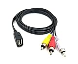 Duttek 5 feet/1.5m USB 2.0 Female to 3 RCA Male Video A/V Camcorder Adapter Cable for TV/Mac/PC