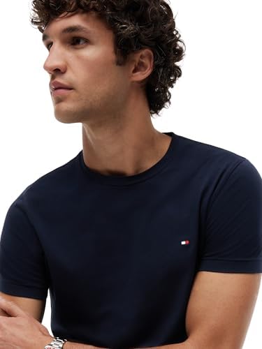 Herren T-Shirt Kurzarm Core Stretch Slim Fit, Blau (Desert Sky), M