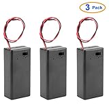 uxcell® 3pcs Two Wire Leads ON/OFF Switch Black 9V Battery Holder Case w Cover