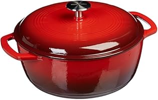 AmazonBasics Enameled Cast Iron Dutch Oven - 6-Quart, Red