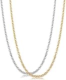 Jstyle 2mm Stainless Steel Mens Rolo Cable Chain Necklace for Women Link 2 Pcs a Set 22 Inch