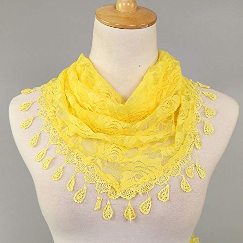 Clearance Sale!❄❄Women Clearance Lace Tassel Rose Floral Hollow Scarf Shawl Lady Wraps Scarves (Yellow)