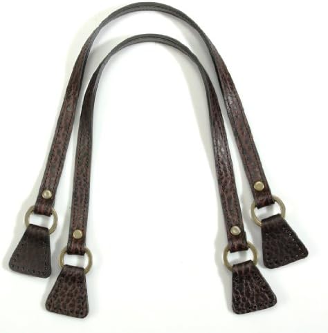 byhands Embossed Genuine Leather Purse Handles, Brown, 19.3" (32-4904-E)
