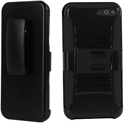 PimpCase Designed for Amazon Fire Phone Case, Durable Hybrid Armor Rugged Hard Shell with Silicone Interior Black Phone Cover with Kickstand and Belt Clip Holster