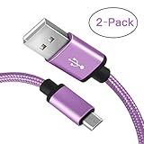 for Samsung S7 Charger Cable, Benicabe (6FT 2-Pack) Micro Sync and Fast Charging Cord for Samsung Galaxy S7 Edge/ S6 Note 5, Nexus,Kindle, Android Charger and More (Lilac Purple)