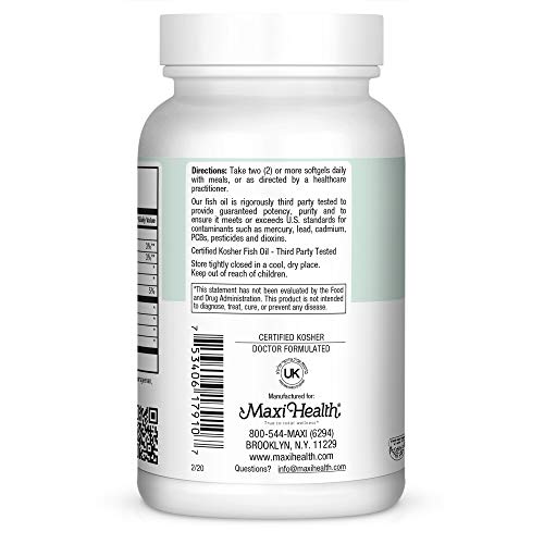 Omega 3 Fish Oil Triple Strength 2000 mg Kosher Fish Oil Supplements