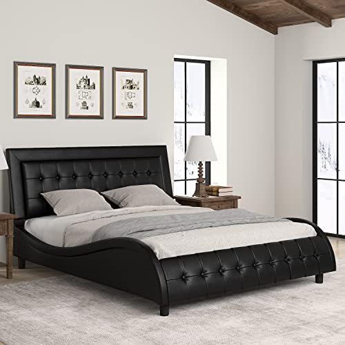 Hoomic Queen Size Platform Bed Frame with Adjustable Headboard