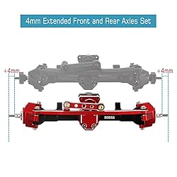 INJORA RC Front & Rear Axles Set +4mm Extended