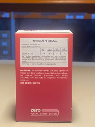 Vitamina B12 Comprimidos Mastigáveis (60 comp), Único, MaxiNutri