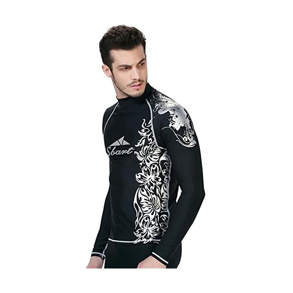 Sbart-Men-Wetsuit-Top-with-Golden-and-White-Pattern-for-Swimming-and-Diving-Black