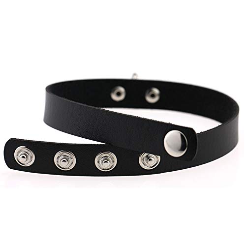 SaniswinkPunk-Unisex-Adjuktable-Double-Loop-Faux-Pelle-Sexy-Choker-Collana-Collare-Nero