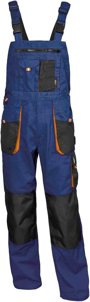 Emerton - Mens Work Bib and Brace Dungarees Overalls - Dark Blue(Navy)/Black/Orange - 54