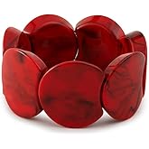 MMIUAEG Colorful Acrylic Resin Bracelet for Women Stretch Vintage Boho Bangle Bracelets Chunky Wide Geometric Plastic Wristbands Resin Beads Cuff Bangle for Women Holiday Beach Jewelry