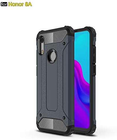 xinyunew Huawei Honor 8A/Y6 2019 case, Stylish Heavy Duty Shock Proof Armour Dual Protection with Built-in PC and Silicone Back Cover Skin For Huawei Honor 8A/Y6 2019 + Screen Protector Navy