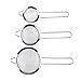 Kihappy Fine Mesh Stainless Steel Loose Tea Food Strainers with Handle for Kitchen Use Utensil, Silver, Set of 3