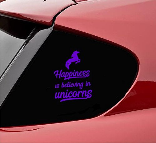 Happiness is believing in unicorns Vinyl Decal Sticker (Purple)