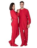 Footed Pajamas - Bright Red Adult Fleece