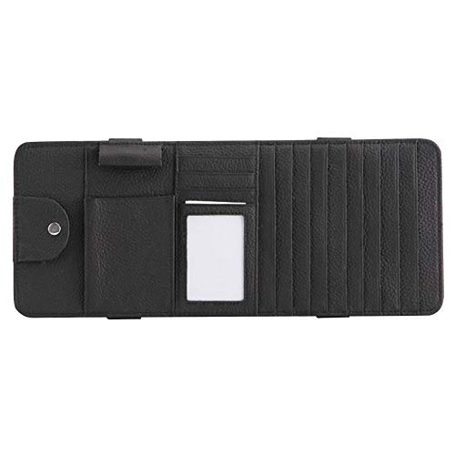 idain PU Leather Car Sun Visor CD Holder Organizer Case Storage Clip,Pen Glasses CD Card Holder Storage Pouch, Black - Thumbnail 6