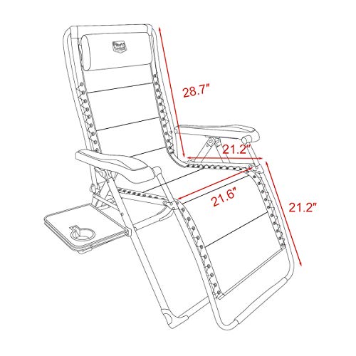 Timber Ridge Zero Gravity Patio Locking Lounge Chair Oversize XL Padded Adjustable Recliner with