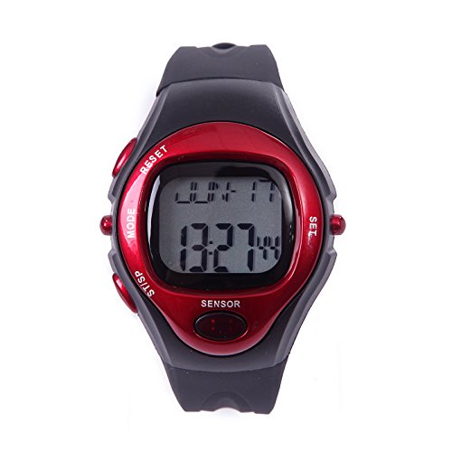 HDE Fitness Sports Pulse Watch with Heart Rate Monitor and Calorie Counter Weightloss Help (Red)