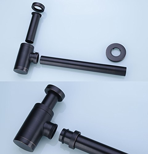 Brass Round Bottle P Trap, Basin Sink Waste Trap Drain Tube Kit Adjustable Height, Oil Rubbed Bronze Finished