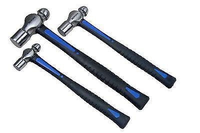 US PRO 1665 3pc Ball Pein Hammers Set 8 16 32oz TPR Handle, Blue