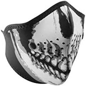 Neo-X Xtreme Half Neoprene Face Mask With Filter Black White Skull Motorcyle