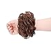 AISI QUEENS 100% Human Hair Bun Extensions 2PCS Curly Wavy Messy Bun Hair Extension Scrunchies Elegant Chignons Wedding Hair Piece for Women and Kids(Color:4# Medium Brown)