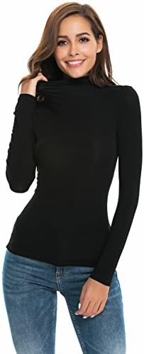 NaspereeWomen Sleeveless/Long Sleeve Mock Turtleneck Tank Tops Slim Fit Stretchy Layer Tee Shirts