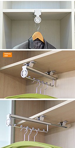 Pants Rail Rod, Cuteadoy Aluminum Retractable Closet Hanger Rod for Suit,Shirts,Pants,Silk Scarf(6 Hooks )