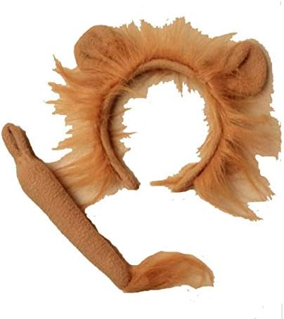 21Fashion Animal Ears Headband And Tail Safari Fancy Dress Costume Set Kids Adult Outfit (Lion Aliceband Set) One Size