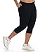Women's Plus Size Cotton Capri Leggings - Black - 2X